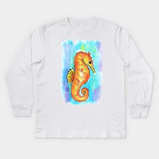 Watercolor Seahorse Kids Long Sleeve T-Shirt